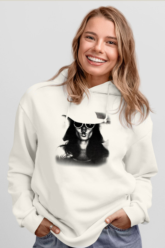 Angelina Jolie Beyaz Unisex Kapşonlu Sweatshirt