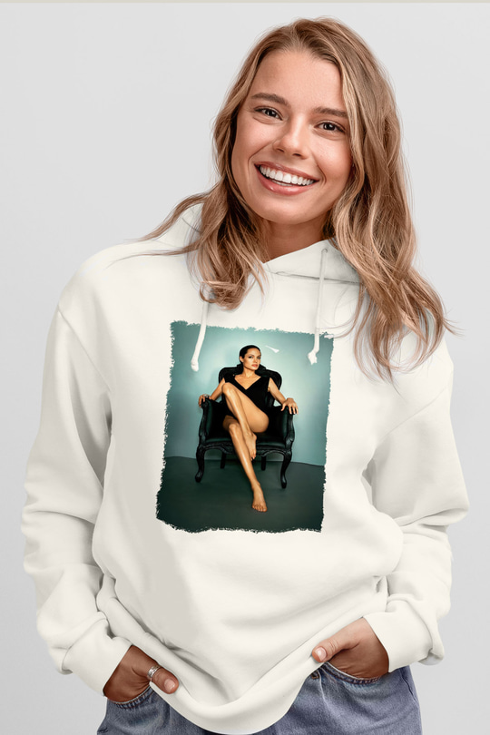 Angelina Jolie Beyaz Unisex Kapüşonlu Sweatshirt