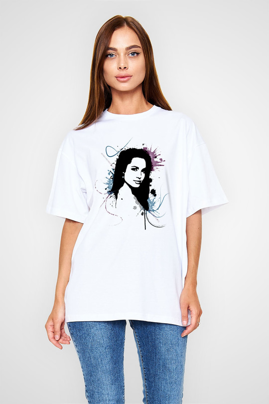 Angelina Jolie Beyaz Unisex Oversize Tişört T-Shirt