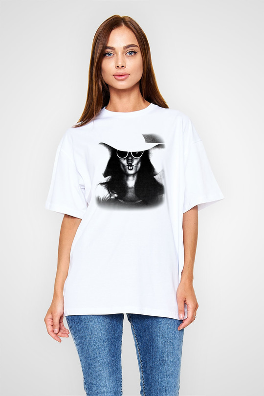 Angelina Jolie Beyaz Unisex Oversize Tişört T-Shirt