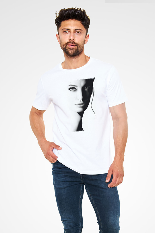 Angelina Jolie Beyaz Unisex Tişört T-Shirt - TişörtFabrikası