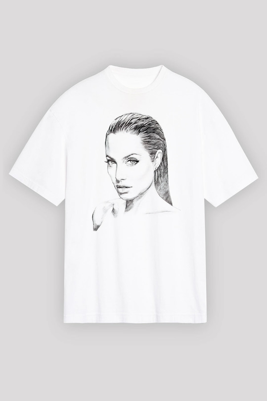 Angelina Jolie Beyaz Oversize Tişört Oversize T-shirt - TişörtFabrikası