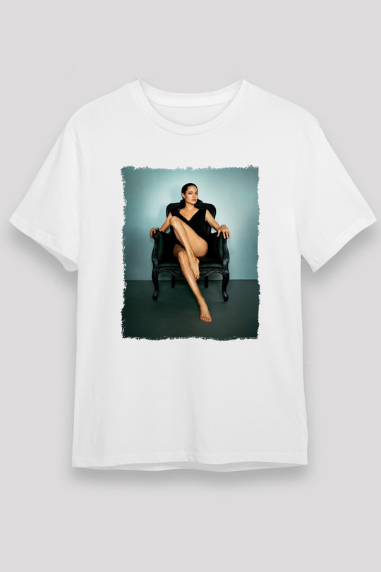 Angelina Jolie Beyaz Unisex Tişört T-Shirt - TişörtFabrikası