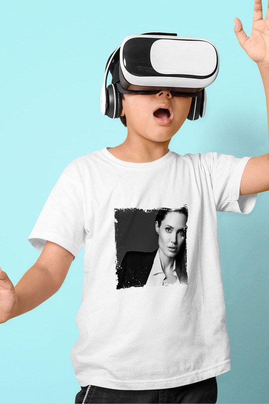 Angelina Jolie Unisex Baskılı Beyaz Çocuk Tişört