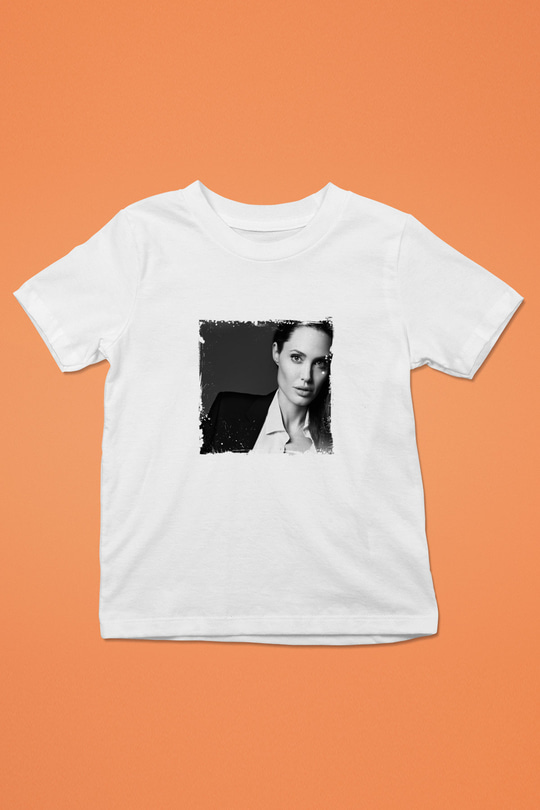 Angelina Jolie Unisex Baskılı Beyaz Çocuk Tişört