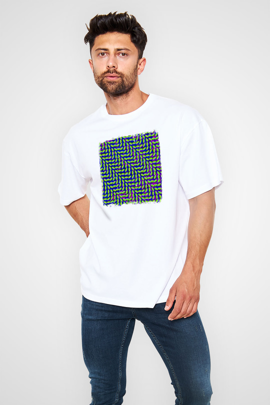 Animal Collective Baskılı Unisex Beyaz Oversize Tişört