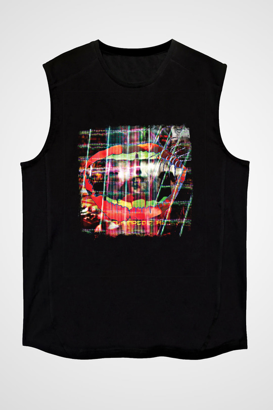Animal Collective Baskılı Unisex Siyah Kolsuz Tişört