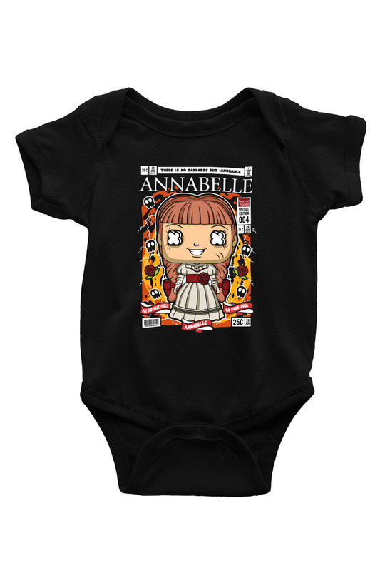 Annabelle Baskılı Unisex Siyah Bebek Body - Zıbın