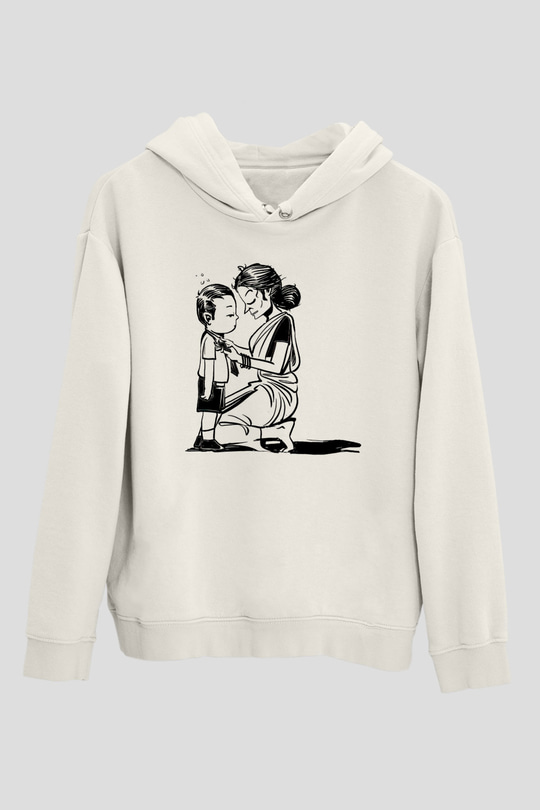 Anneler Günü Baskılı Beyaz Unisex Hoodie