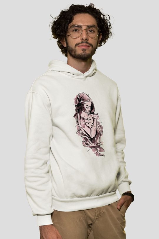Anneler Günü Baskılı Beyaz Unisex Hoodie
