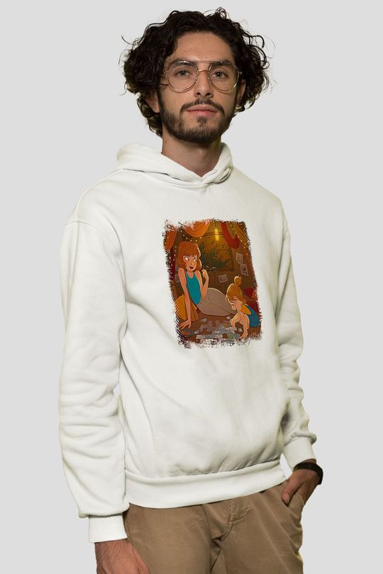 Anneler Günü Baskılı Beyaz Unisex Hoodie
