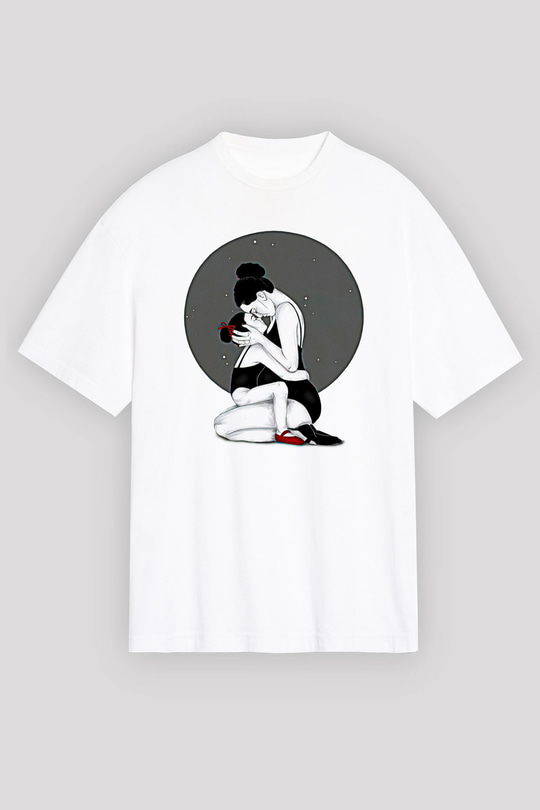 Anneler Günü Baskılı Beyaz Unisex Oversize Tişört - Tshirt