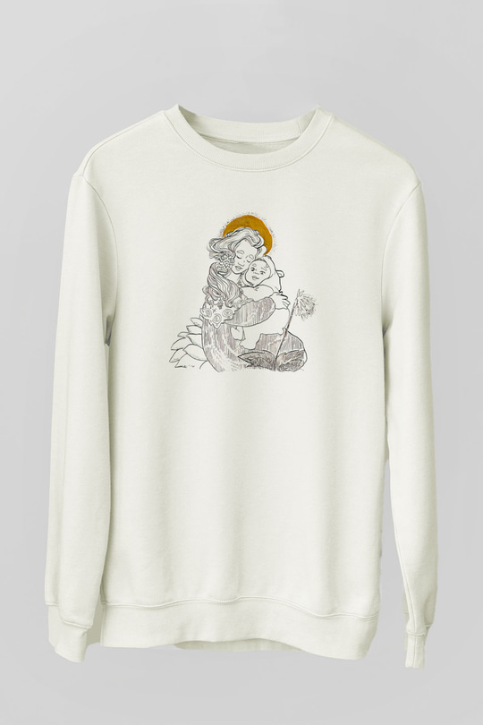 Anneler Günü Baskılı Beyaz Unisex Sweatshirt