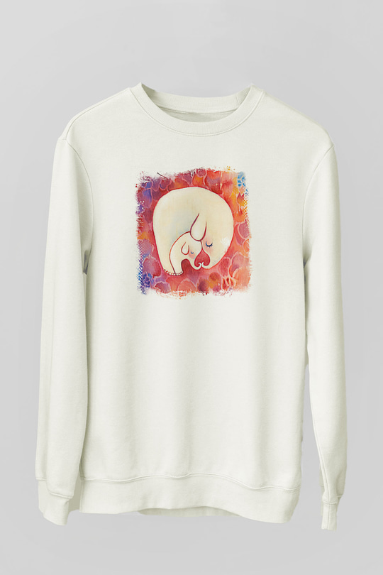 Anneler Günü Baskılı Beyaz Unisex Sweatshirt