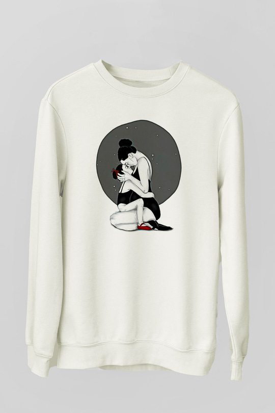 Anneler Günü Baskılı Beyaz Unisex Sweatshirt