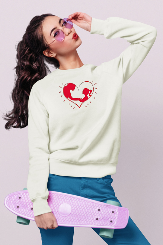 Anneler Günü Baskılı Beyaz Unisex Sweatshirt