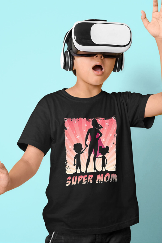 Anneler Günü Baskılı Unisex Siyah Çocuk Tişört - Tshirt