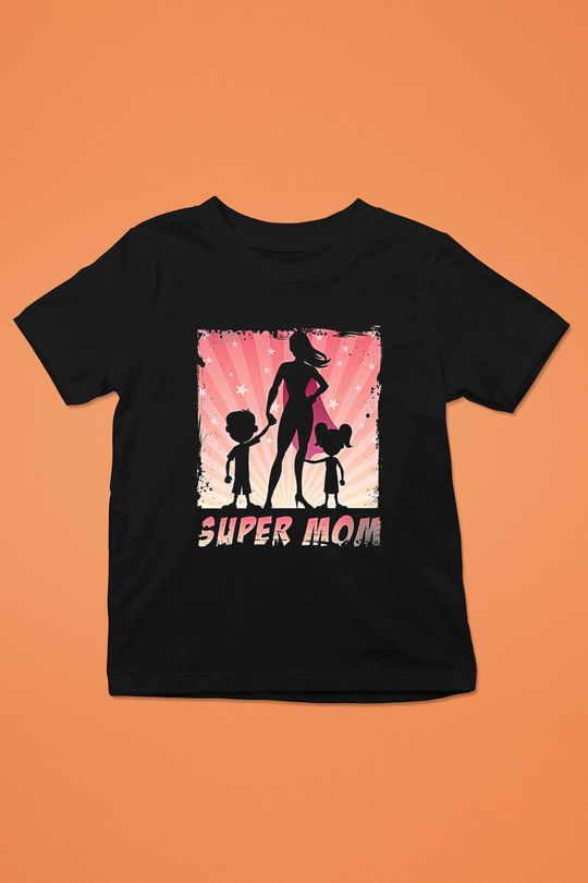 Anneler Günü Baskılı Unisex Siyah Çocuk Tişört - Tshirt