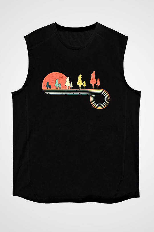 Anneler Günü Baskılı Unisex Siyah Kolsuz Tişört - Tshirt