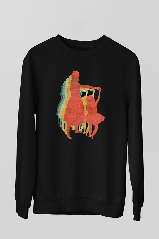 Anneler Günü Baskılı Unisex Siyah Sweatshirt