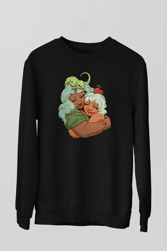 Anneler Günü Baskılı Unisex Siyah Sweatshirt