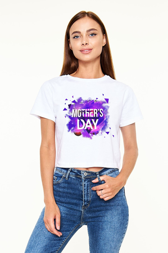 Anneler Günü Beyaz Croptop Tişört