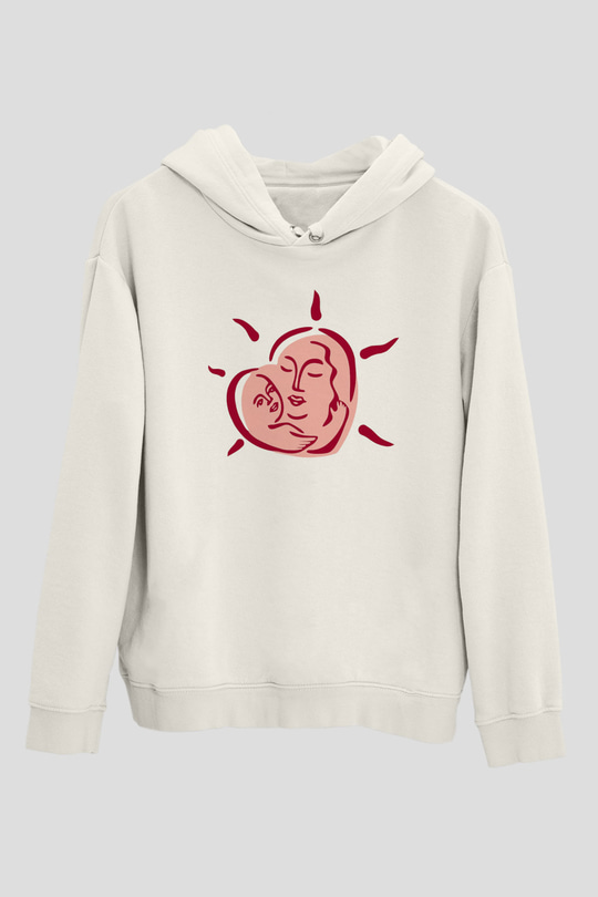 Anneler Günü Beyaz Unisex Kapşonlu Sweatshirt