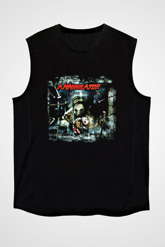 Annihilator Baskılı Unisex Siyah Kolsuz Tişört