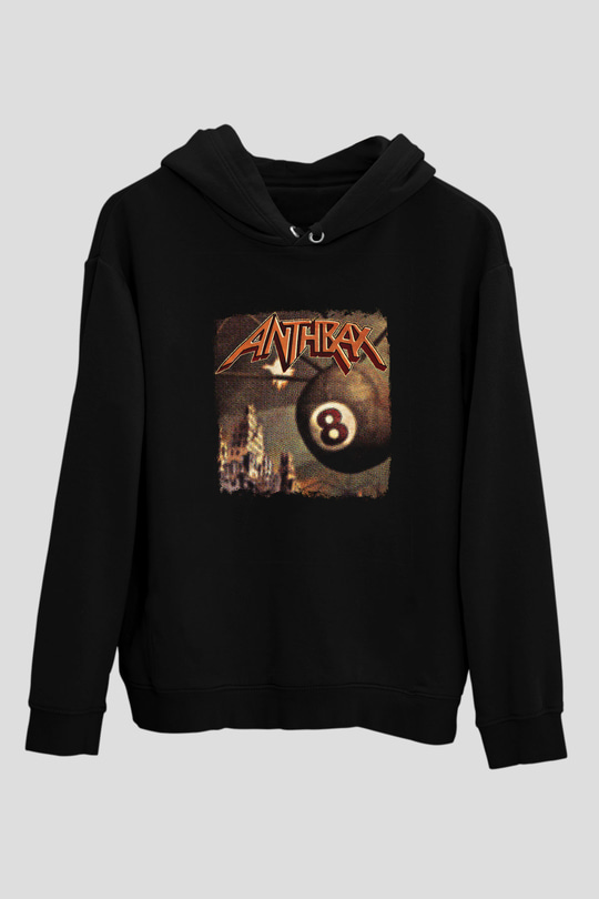 Anthrax Baskılı Unisex Siyah Hoodie