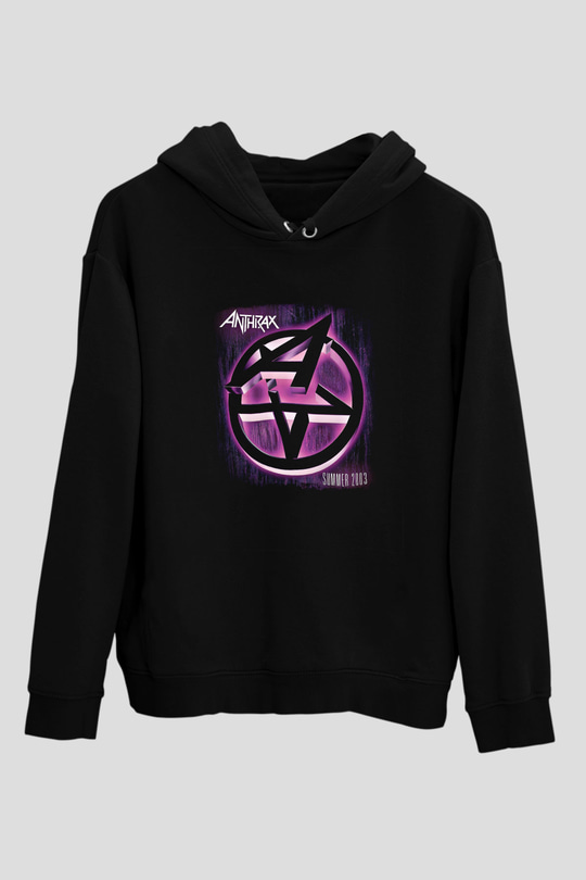 Anthrax Baskılı Unisex Siyah Hoodie