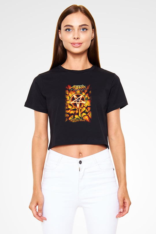 Anthrax Siyah Crop Top Tişört