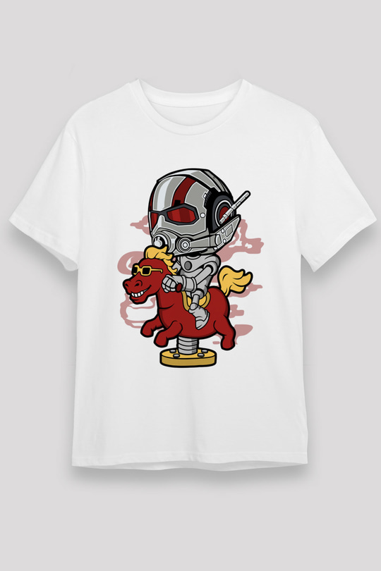 Antman Riding Horse Baskılı Unisex Beyaz Tişört