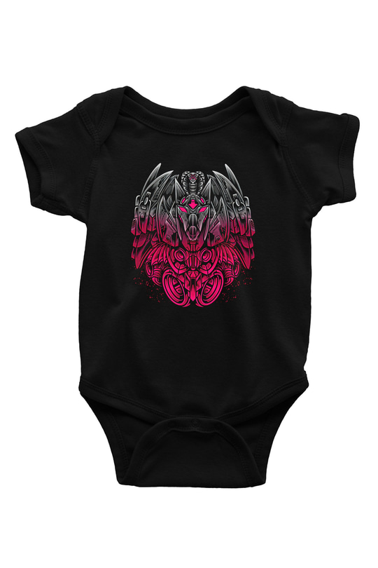 Anubis Baskılı Unisex Siyah Bebek Body - Zıbın