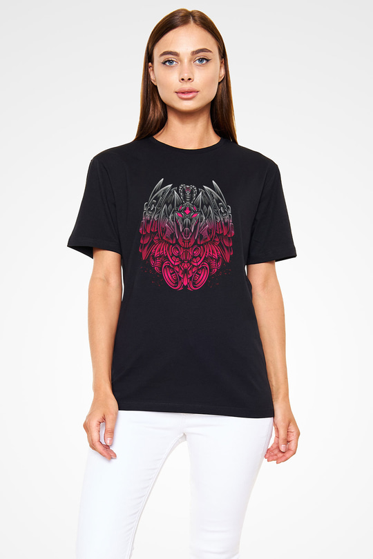Anubis Baskılı Unisex Siyah Tişört - Tshirt