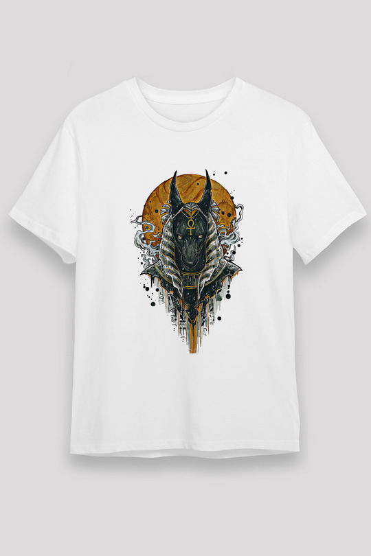 Anubis Unisex Baskılı Beyaz Tişört - Tshirt