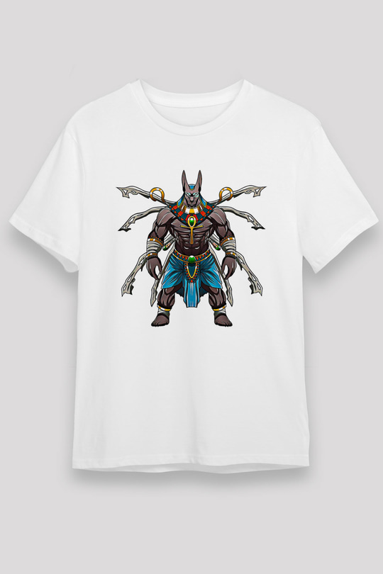 Anubis Unisex Baskılı Beyaz Tişört - Tshirt