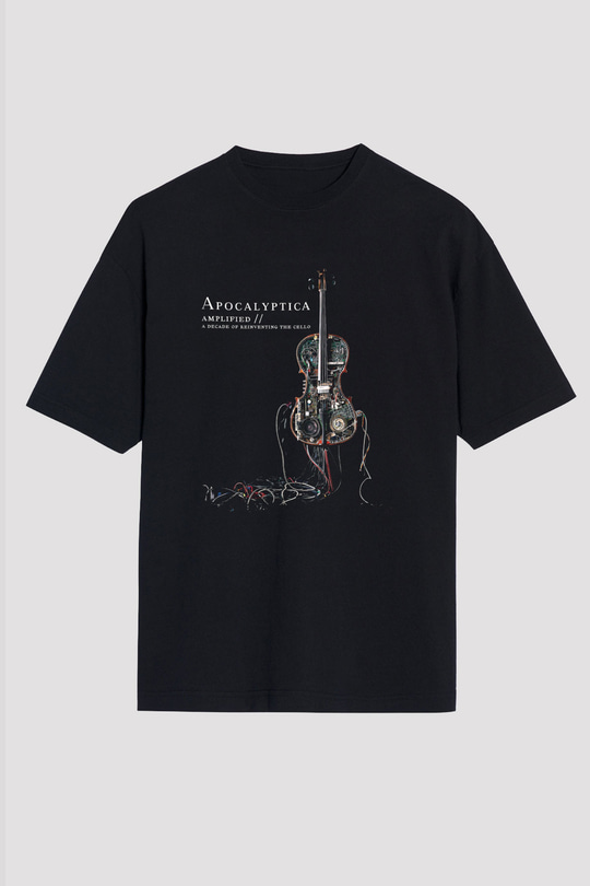 Apocalyptica Baskılı Unisex Siyah Oversize Tişört