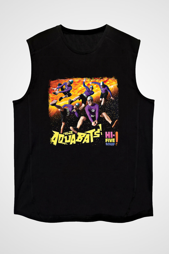 Aquabats Baskılı Unisex Siyah Kolsuz Tişört