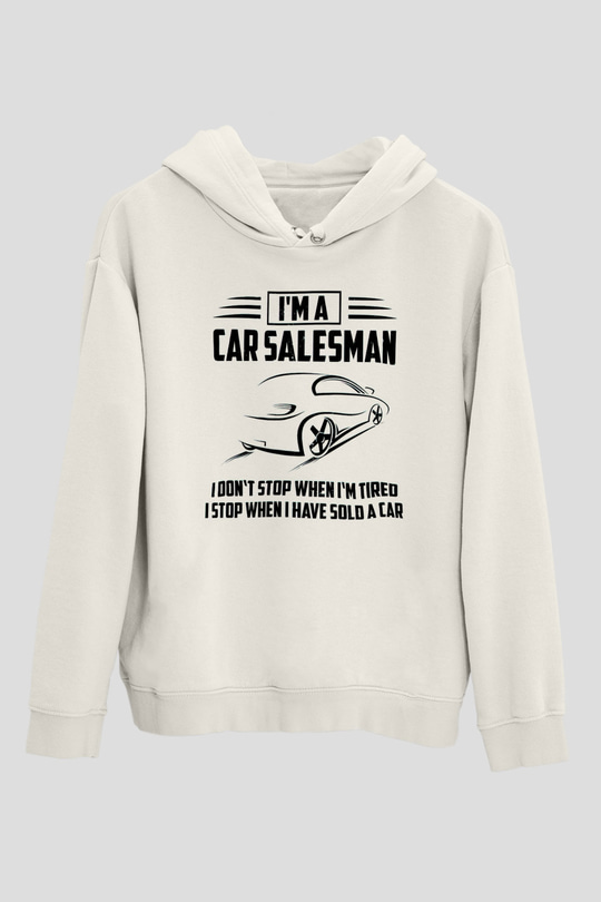 Araba satıcısı Beyaz Unisex Kapüşonlu Sweatshirt
