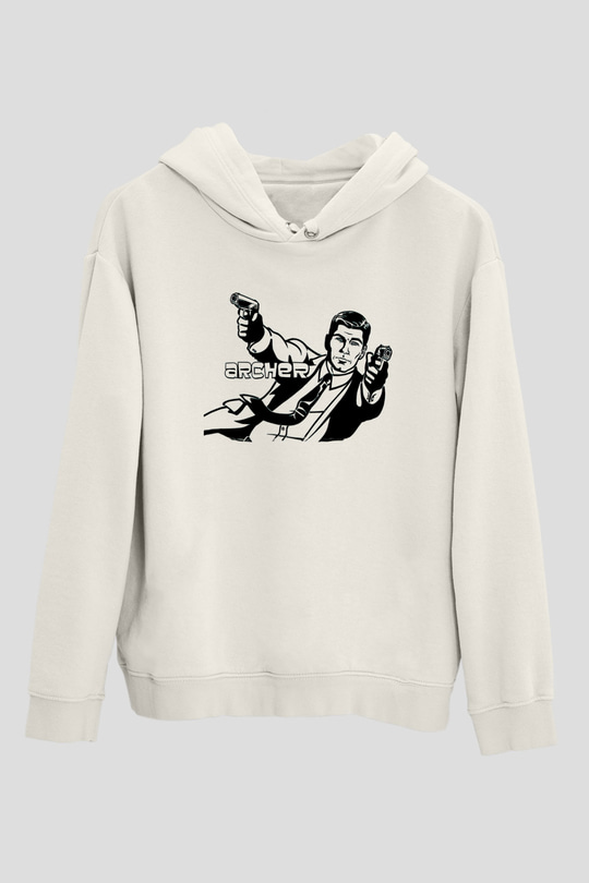Archer Beyaz Unisex Hoodie