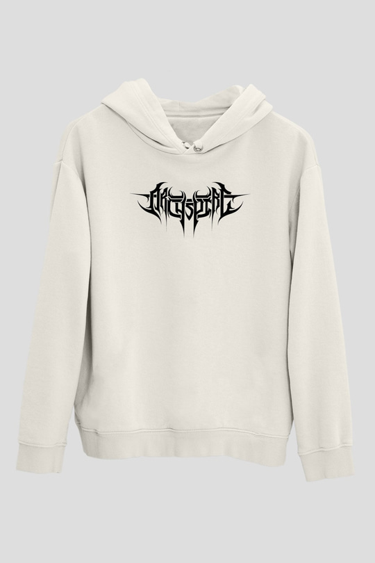 Archspire Baskılı Beyaz Unisex Kapüşonlu Sweatshirt