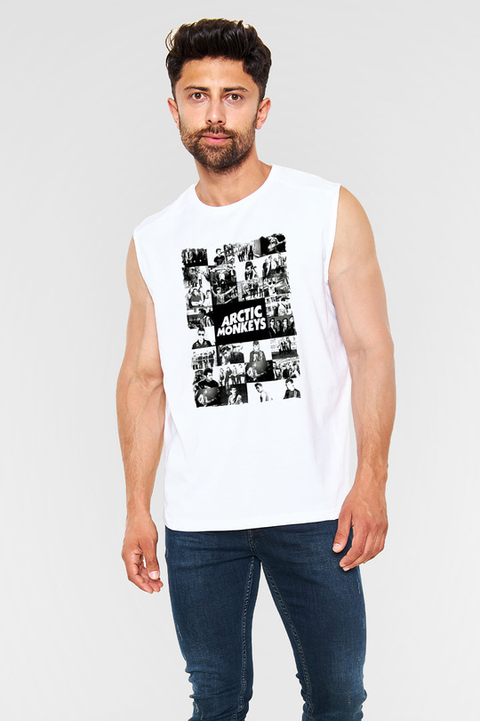Arctic Monkeys Beyaz Unisex Kolsuz Tişört