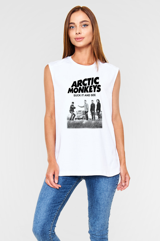 Arctic Monkeys Beyaz Unisex Kolsuz Tişört