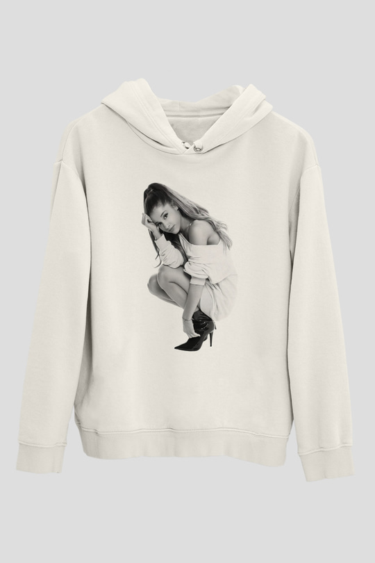 Ariana Grande Beyaz Unisex Kapşonlu Sweatshirt