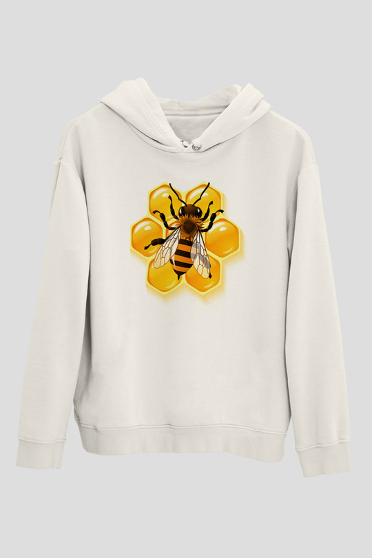 Arıcı Beyaz Unisex Hoodie