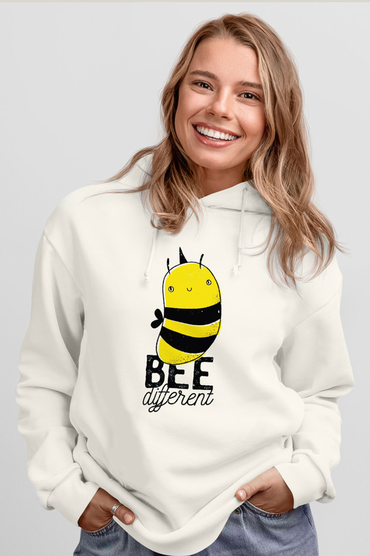 Arıcı Beyaz Unisex Kapüşonlu Sweatshirt