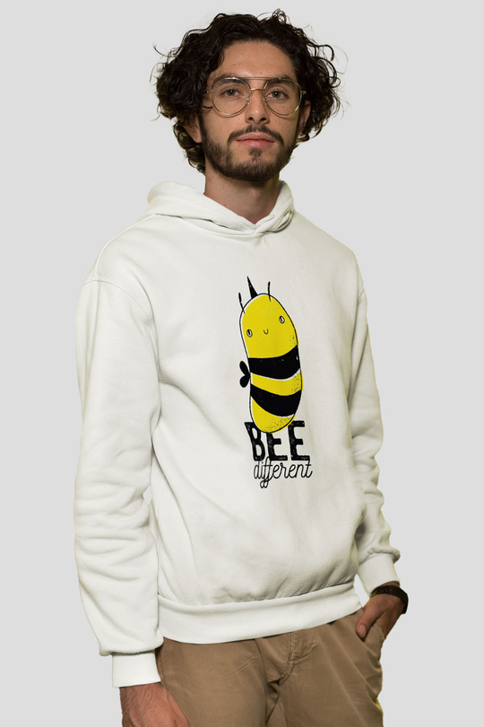 Arıcı Beyaz Unisex Kapüşonlu Sweatshirt