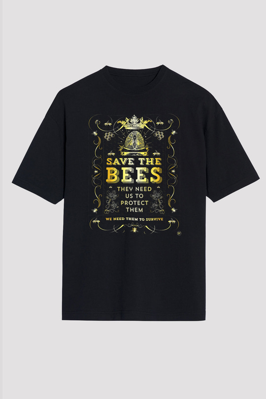 Arıcı Siyah Unisex Oversize Tişört T-Shirt