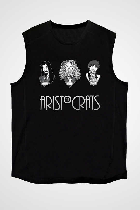 Aristocrats Baskılı Unisex Siyah Kolsuz Tişört - Tshirt