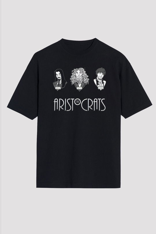 Aristocrats Baskılı Unisex Siyah Oversize Tişört - Tshirt